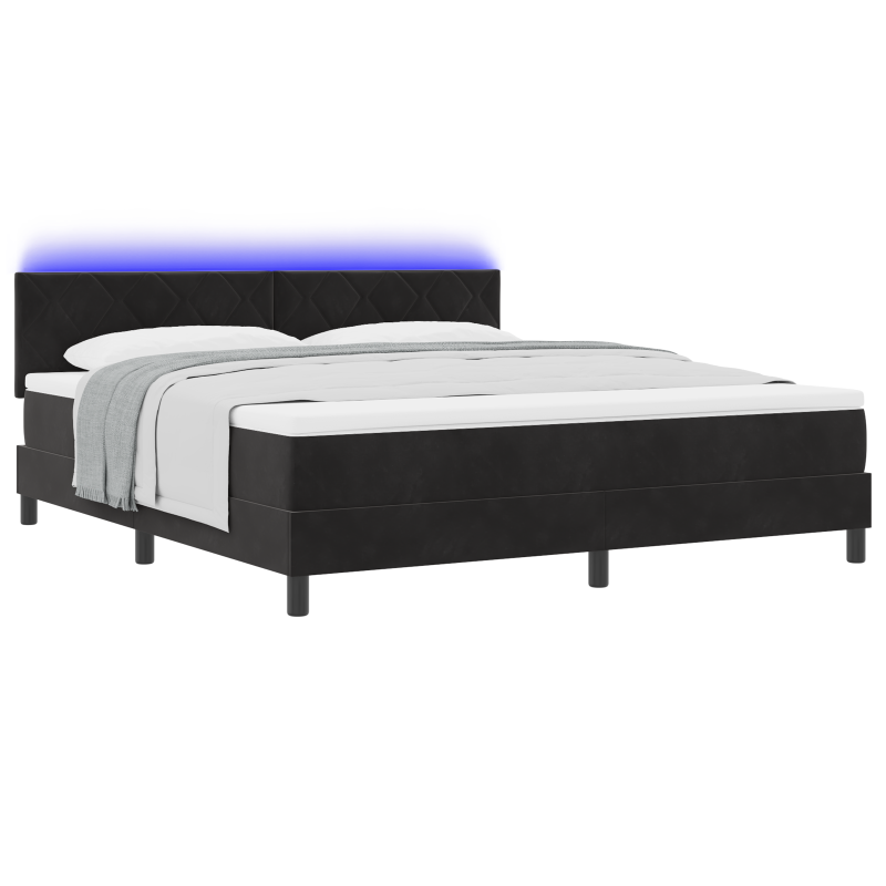 Bett mit Matratze und LED Schwarz 180x200 cm Samt