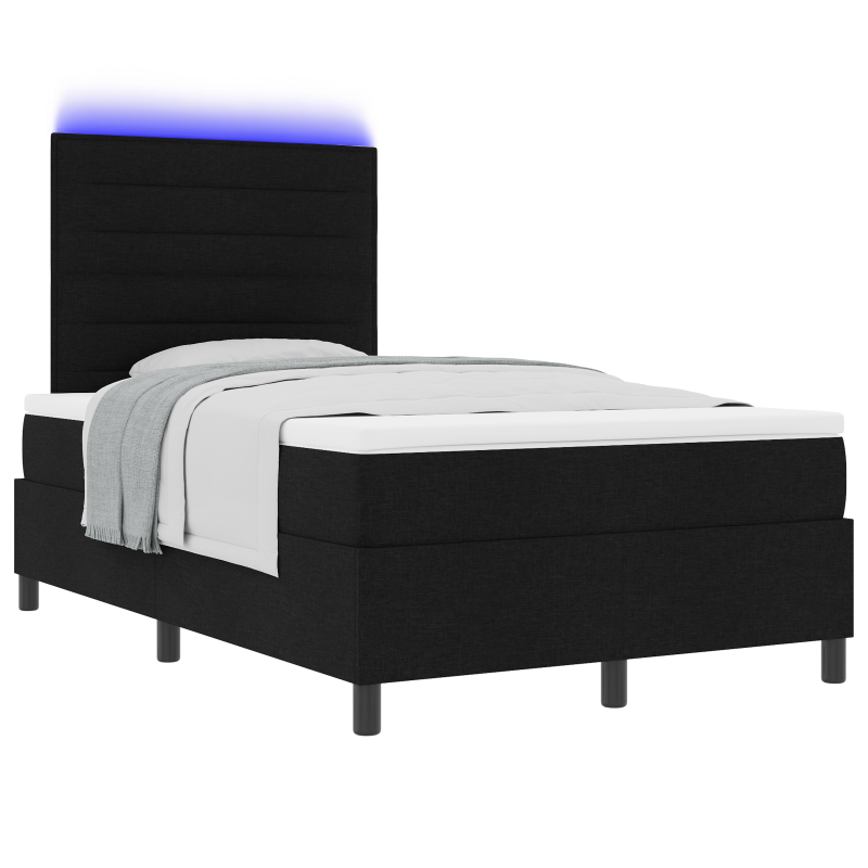 Boxspringbett mit Matratze & LED Schwarz 120x190 cm Stoff