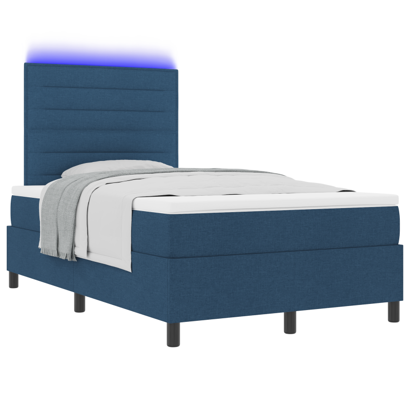 Boxspringbett mit Matratze & LED Blau 120x190 cm Stoff
