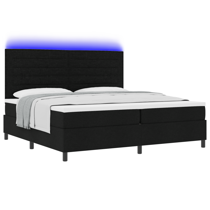 Boxspringbett mit Matratze & LED in Schwarz 200x200 cm Stoff