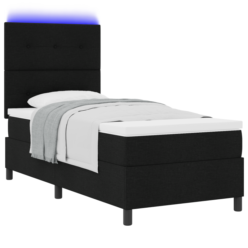Boxspringbett mit Matratze & LED Schwarz 80x200 cm Stoff