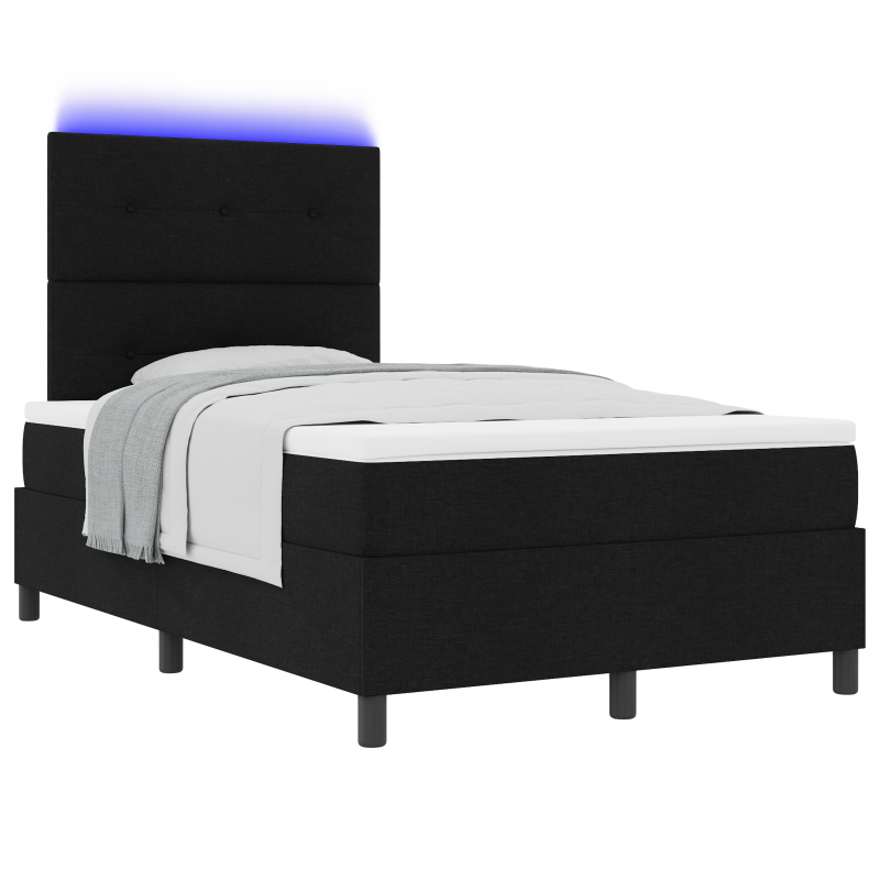 Boxspringbett mit Matratze & LED Schwarz 120x190 cm Stoff