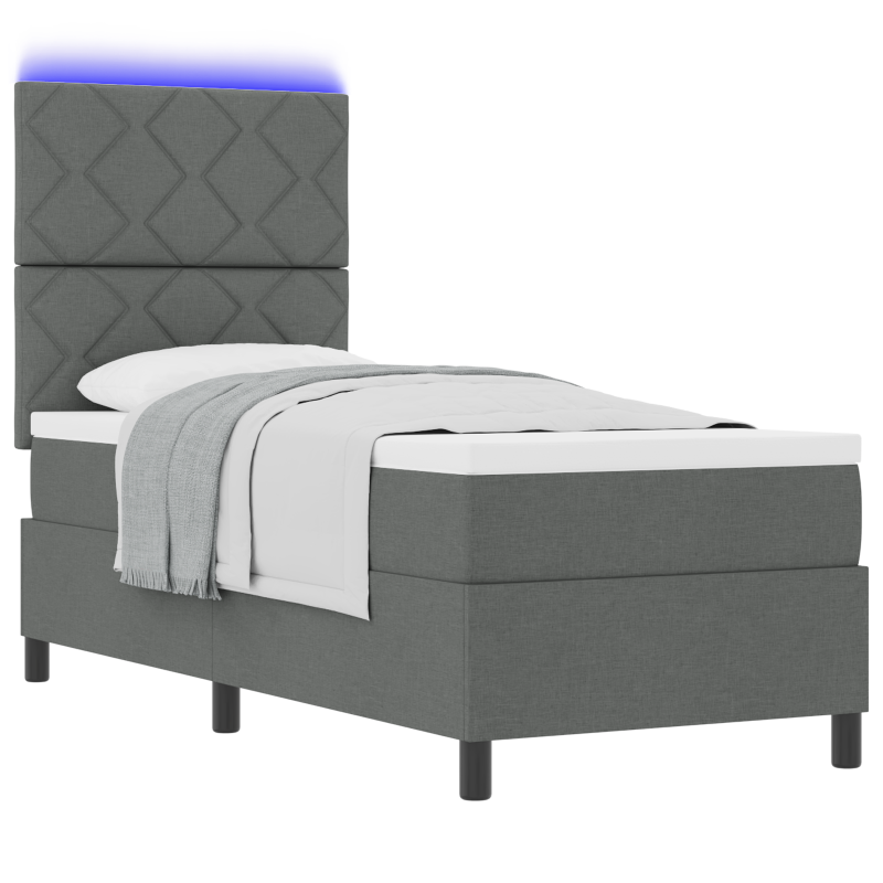 Boxspringbett mit Matratze & LED Dunkelgrau 80x200 cm Stoff