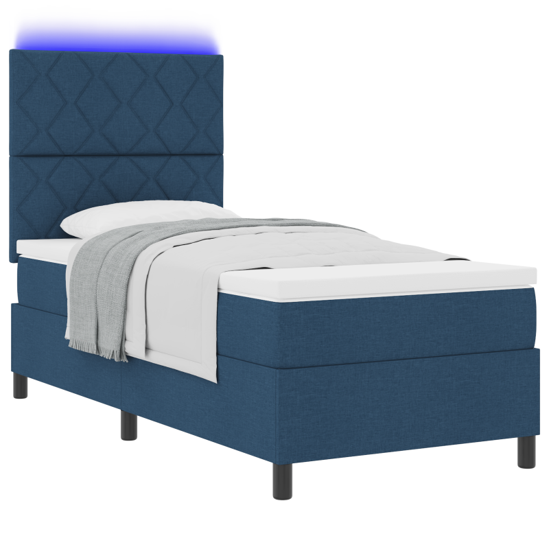 Boxspringbett mit Matratze & LED Blau 90x200 cm Stoff