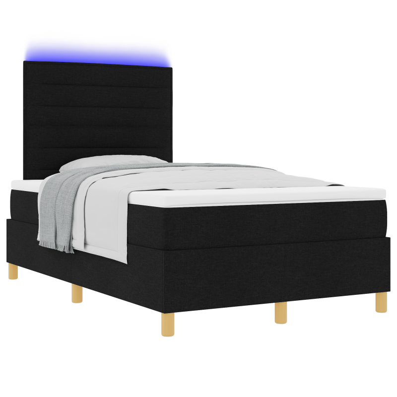 Boxspringbett mit Matratze & LED Schwarz 120x190 cm Stoff