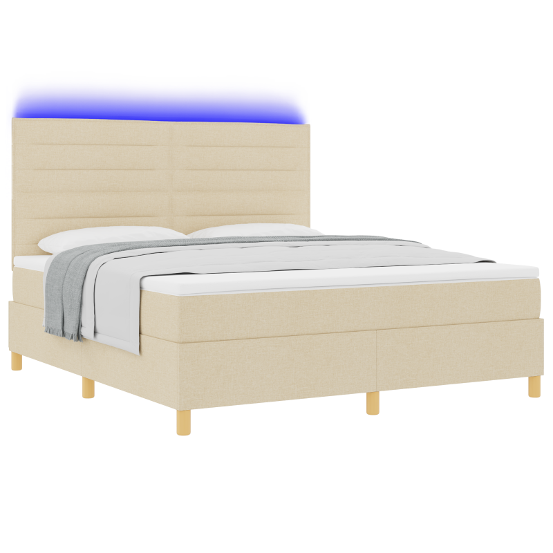 Boxspringbett mit Matratze & LED Creme 180x200 cm Stoff