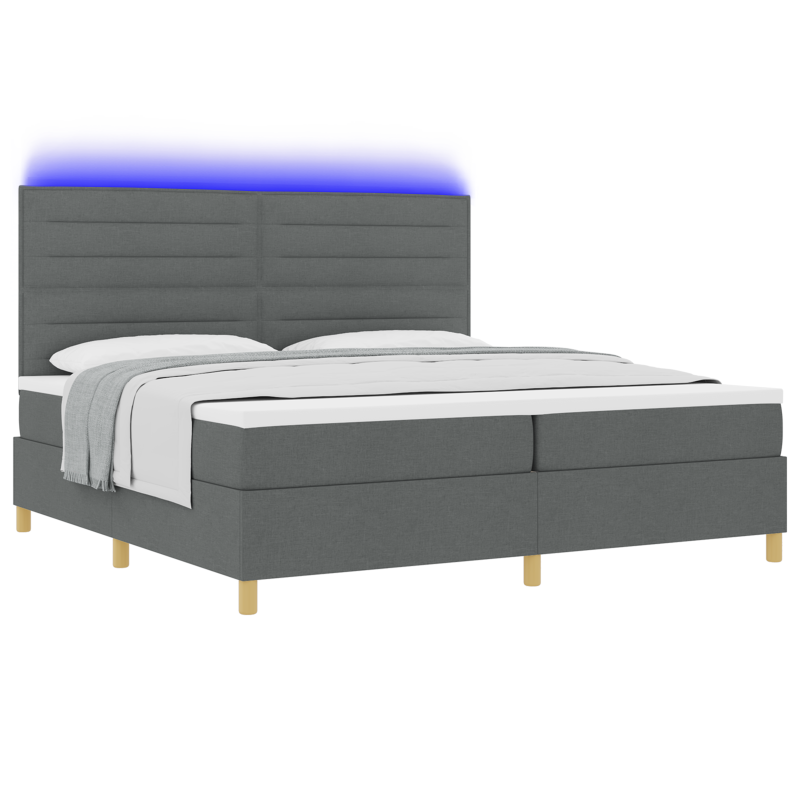 Boxspringbett mit Matratze & LED Dunkelgrau 200x200 cm Stoff