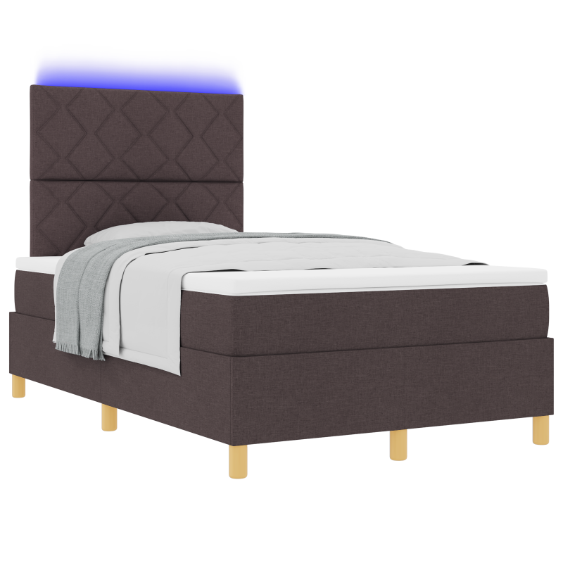 Boxspringbett mit Matratze & LED Dunkelbraun 120x200 cm Stoff