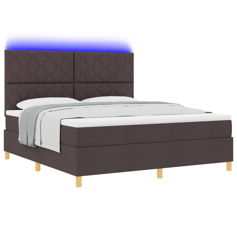 Boxspringbett mit Matratze & LED Dunkelbraun 180x200 cm Stoff
