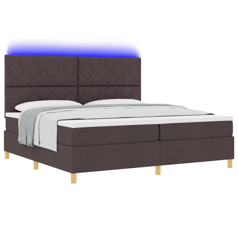 Boxspringbett mit Matratze & LED Dunkelbraun 200x200 cm Stoff