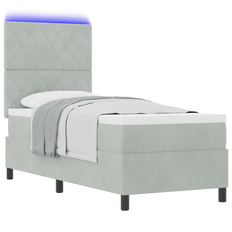Boxspringbett mit Matratze & LED Licht Grau 80x200 cm Samt