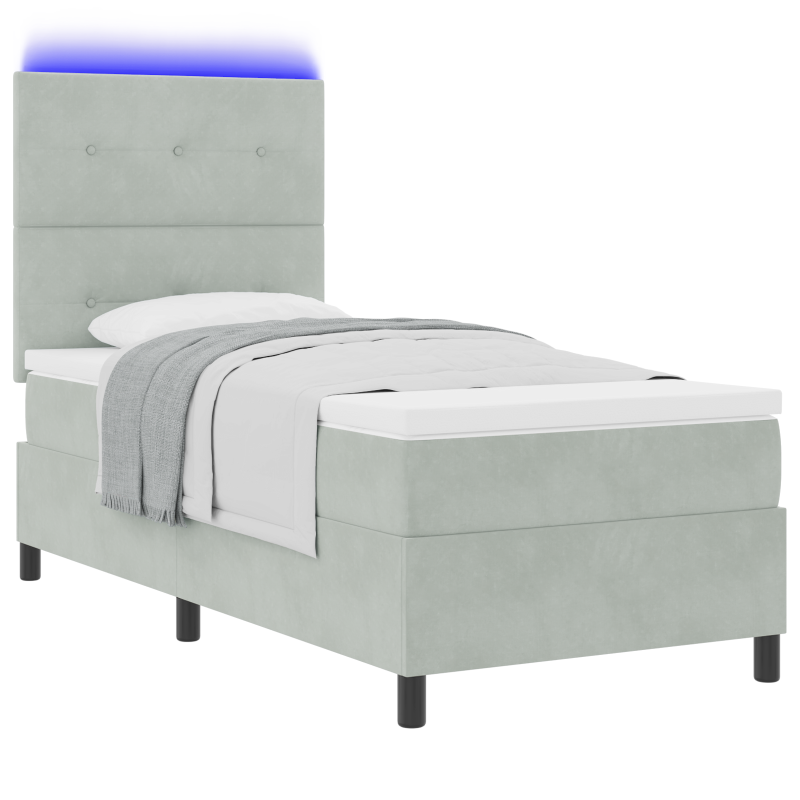 Boxspringbett mit Matratze & LED Licht Grau 80x200 cm Samt