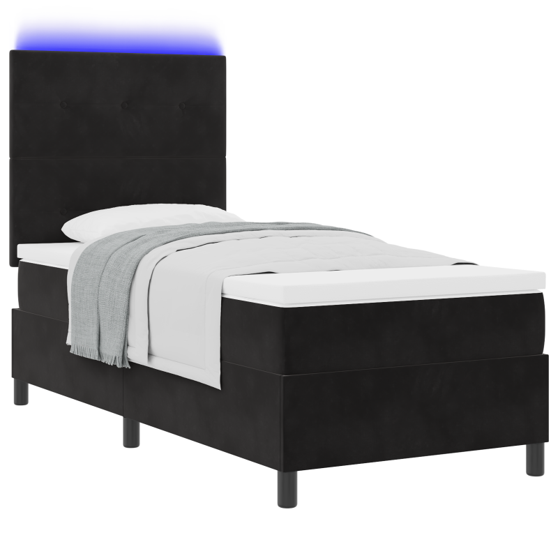 Boxspringbett mit Matratze & LED Schwarz 80x200 cm Samt
