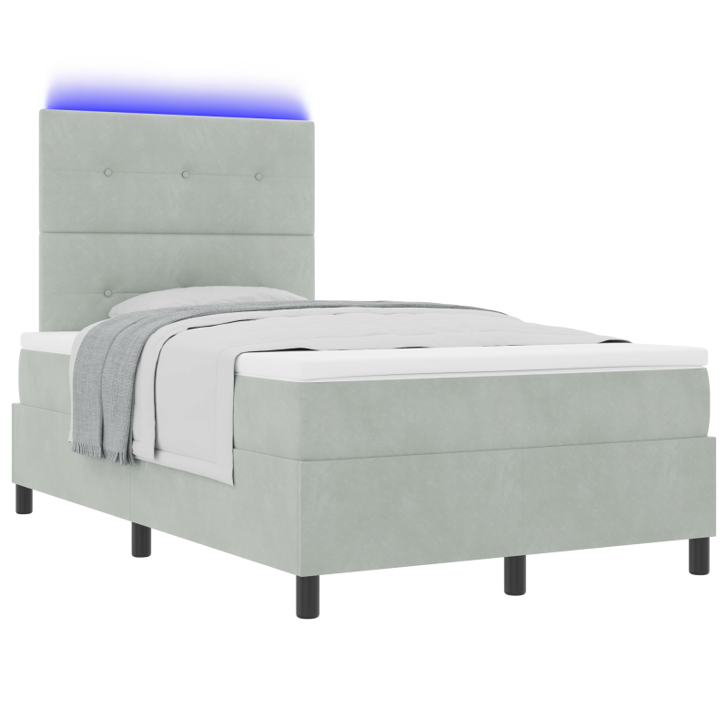 Boxspringbett mit Matratze & LED Licht Grau 120x200 cm Samt