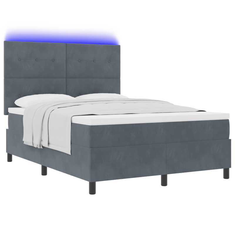Boxspringbett mit Matratze & LED Dunkelgrau 160x200 cm Samt