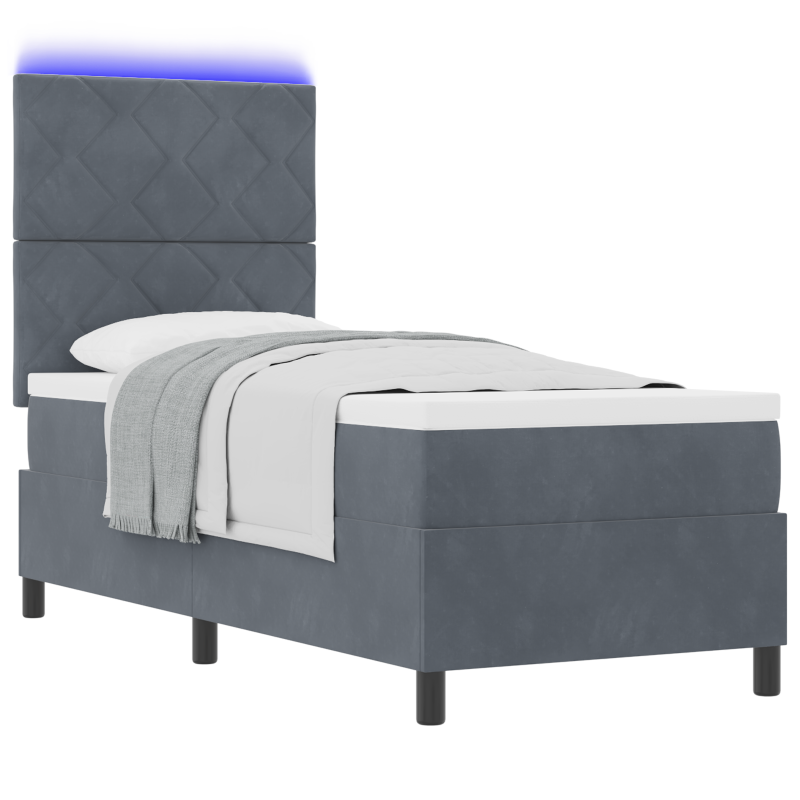 Boxspringbett mit Matratze & LED Dunkelgrau 80x200 cm Samt