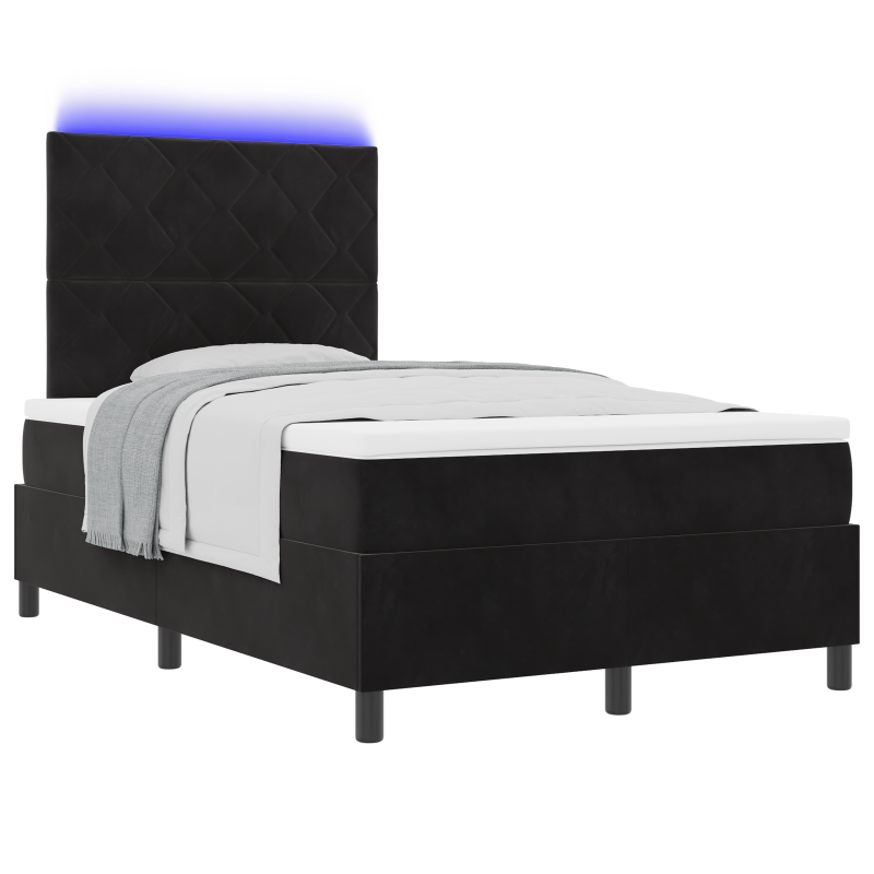 Boxspringbett mit Matratze & LED Schwarz 120x200 cm Velvet