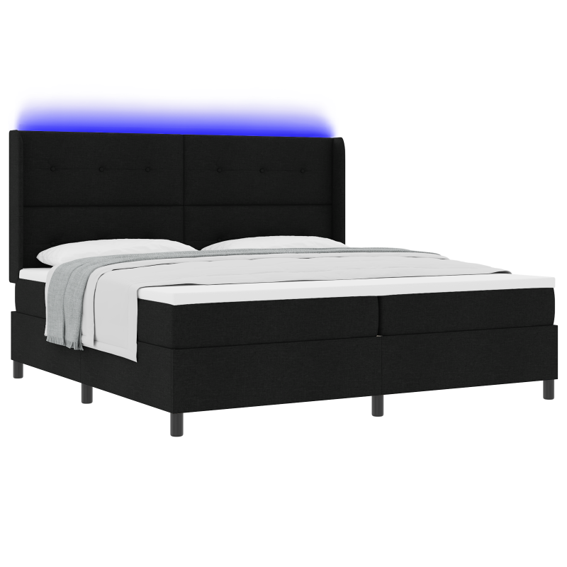 Boxspringbett mit Matratze & LED Schwarz 200x200 cm Stoff