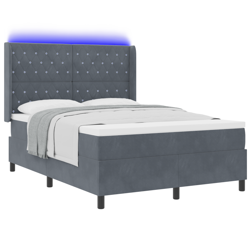 Boxspringbett mit Matratze Hellgrau 100x200 cm Stoff