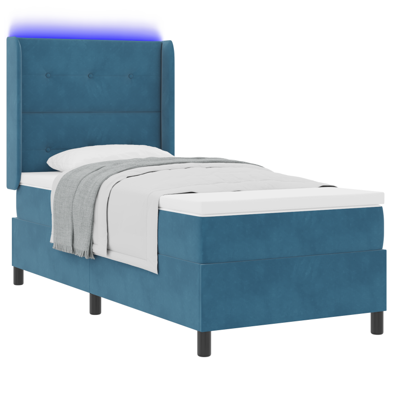 Boxspringbett mit Matratze & LED Dunkelblau 90x200 cm Samt