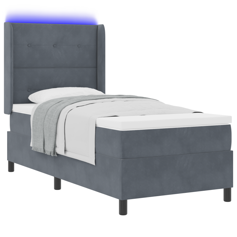 Boxspringbett mit Matratze & LED Dunkelgrau 100x200 cm Samt