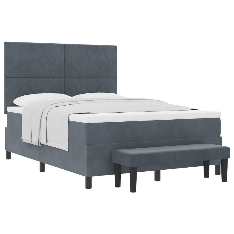 Boxspringbett mit Matratze Dunkelgrau 90x190 cm Velours