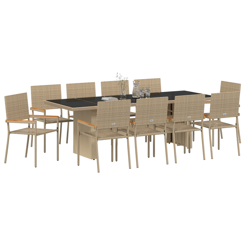 6-teiliges Garten Sofa Set mit Kissen Beige Poly Rattan
