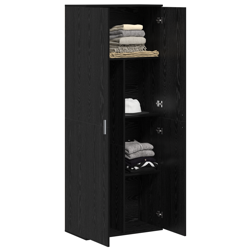 Highboard Schwarz-Eiche 70x35x180 cm Holzwerkstoff