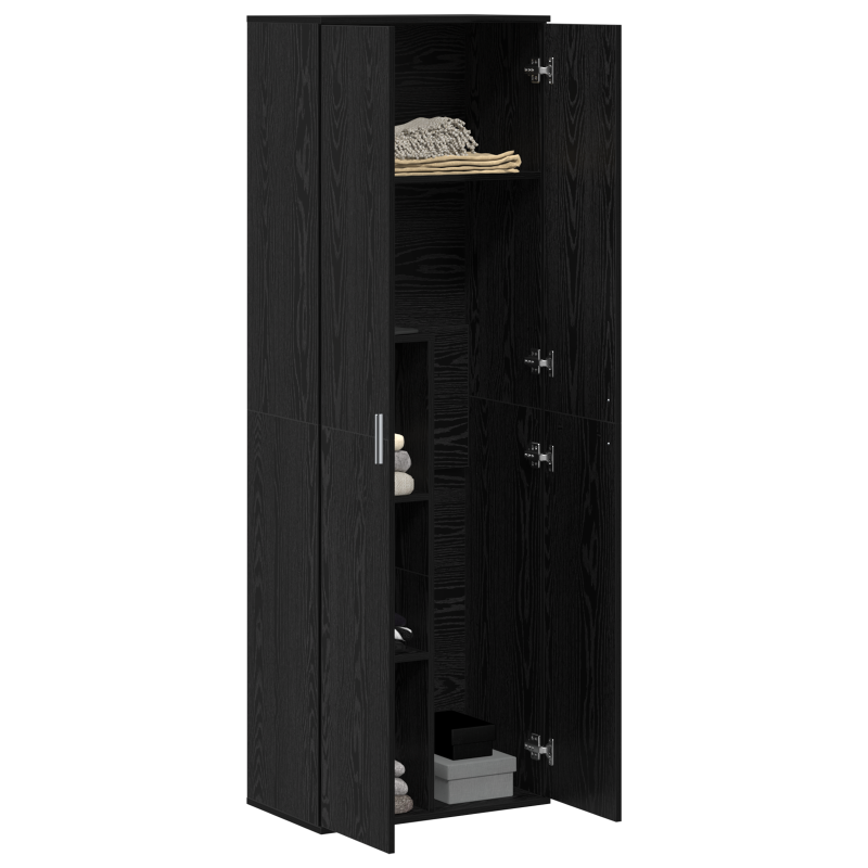 Highboard Schwarz Eiche 60x35x180 cm Holzwerkstoff