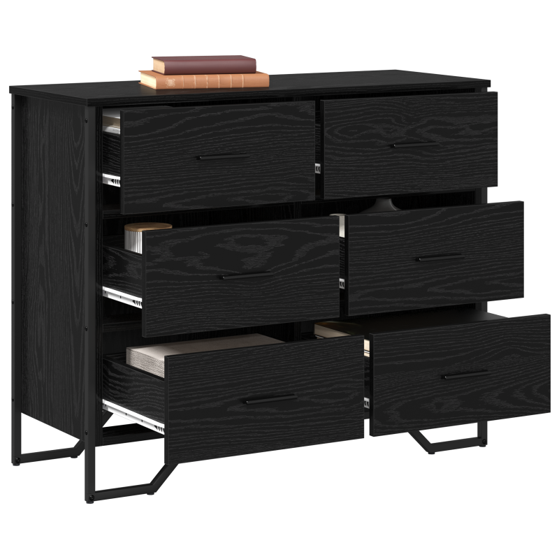 Kommode Schwarz-Eiche 91x35,5x74,5 cm Holzwerkstoff