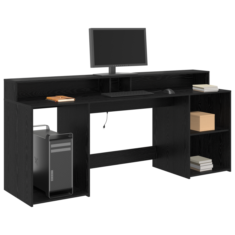 Schreibtisch Schwarz Eiche 200x55x91 cm Holzwerkstoff