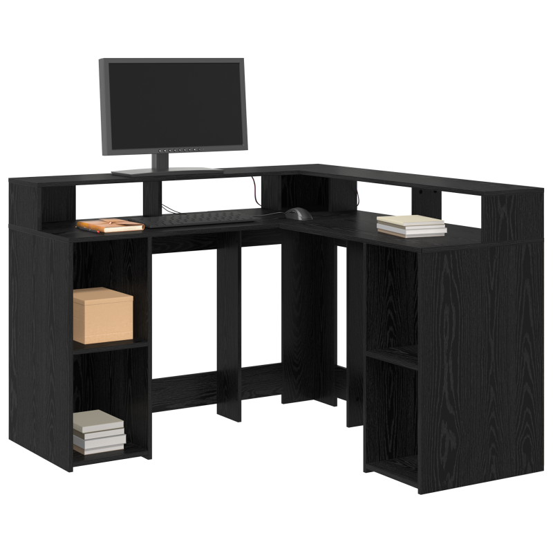 Schreibtisch Schwarz-Eiche 130x130x91 cm Holzwerkstoff