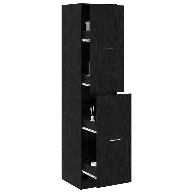 Apotheker Schrank Schwarz Eiche 40x41x174.5 cm Spanplatte