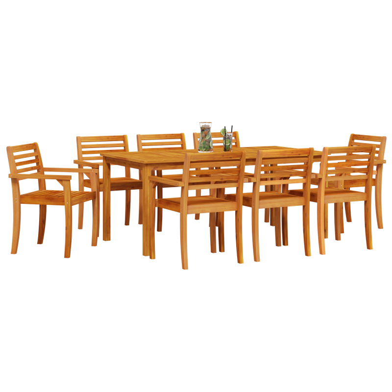 9-teiliges Garten-Esszimmer-Set aus massivem Akazienholz