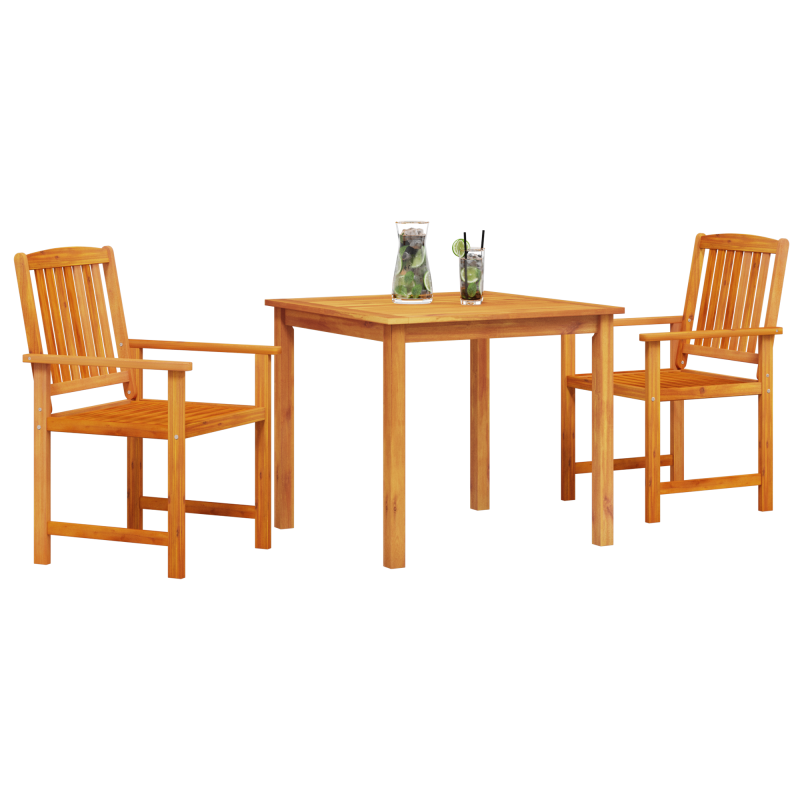 3-teiliges Garten-Dining-Set aus massivem Akazienholz