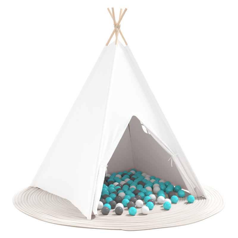 Kinder-Teepee Zelt mit Tasche Pfirsich & Spielbälle Haut Weiß