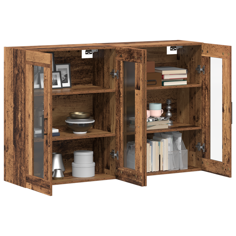 Wandmontierte Schränke 2 Stück Altholz 69.5x34x90 cm Massivholz