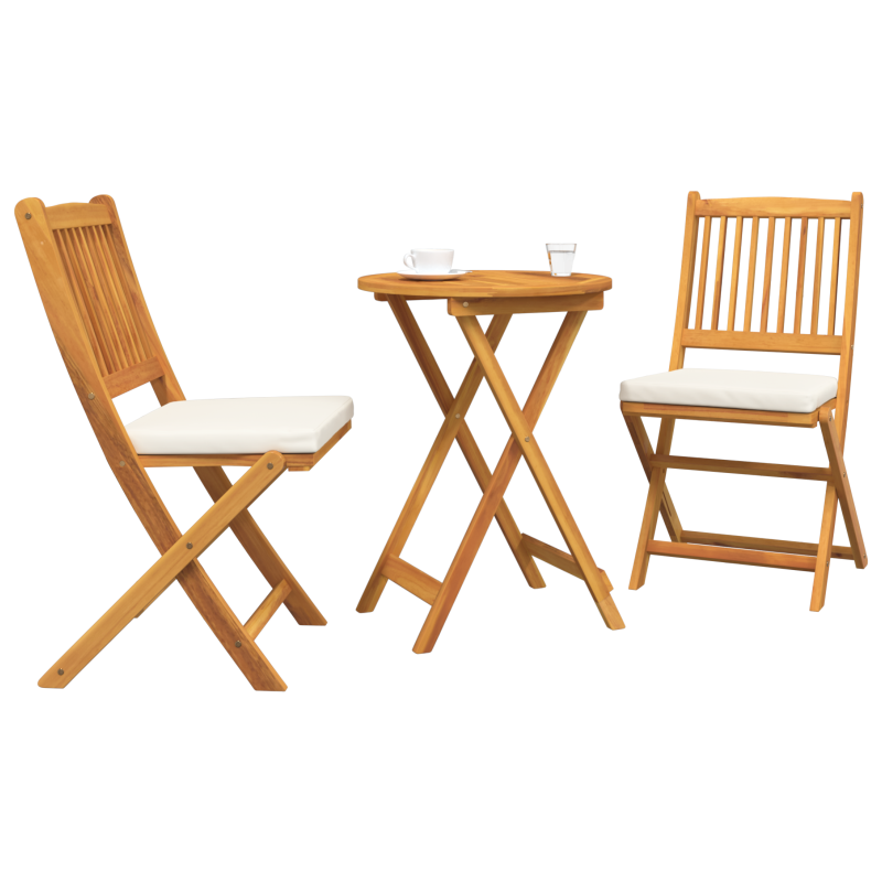 3-teiliges Garten Bistro Set aus solidem Akazienholz