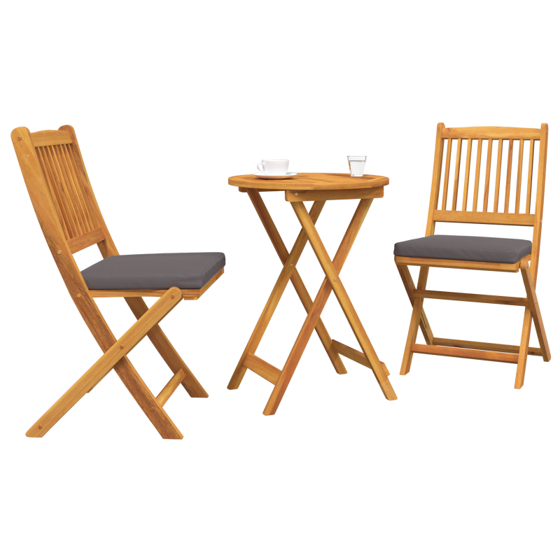 3-teiliges Garten Bistro Set - solides Akazienholz