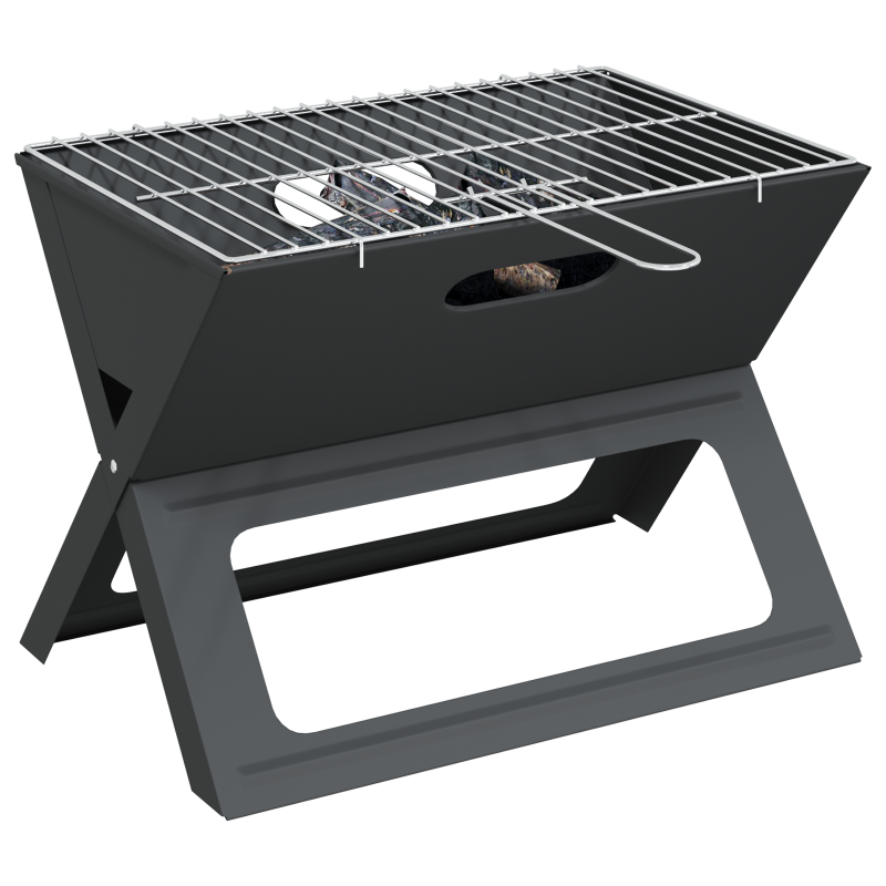 Holzkohle BBQ Grill - Faltbar, Schwarz, 46x30x31 cm, Aus Stahl