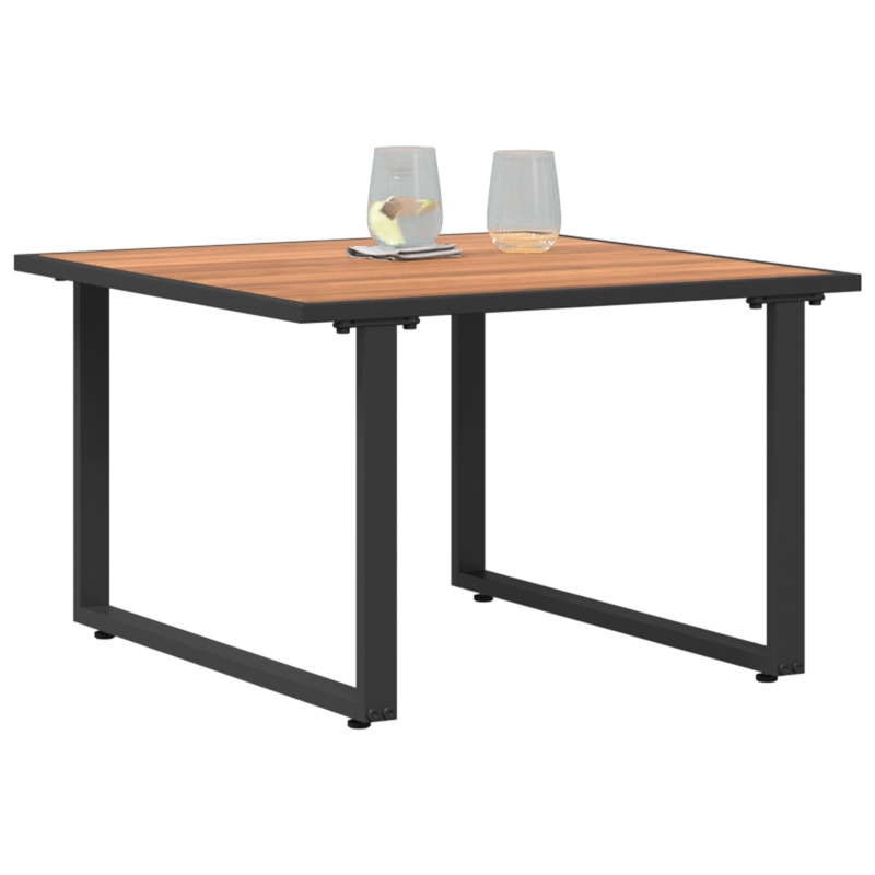 Brauner Gartenkaffetisch 55x55x35 cm Holz und Stahl