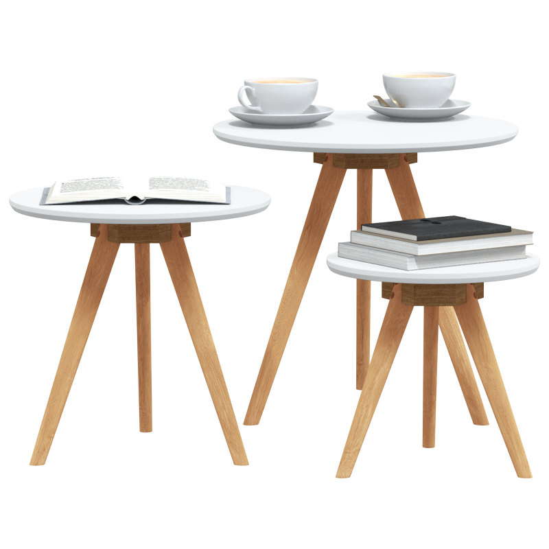 Couchtischset aus massivem Walnuss- und Spanholz