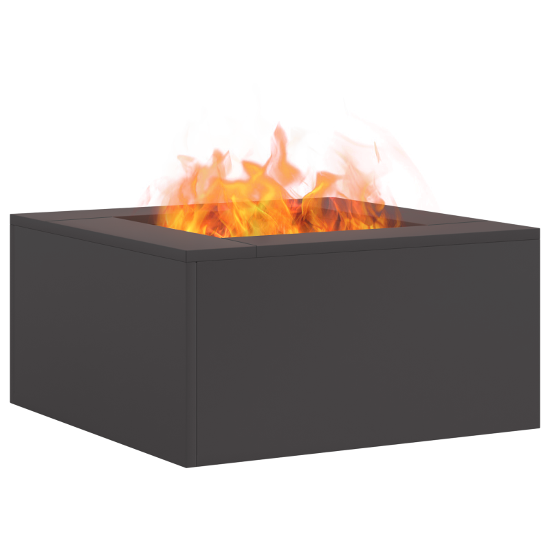 Feuerstelle Quadrat Schwarz 60x60x30 cm Stahl