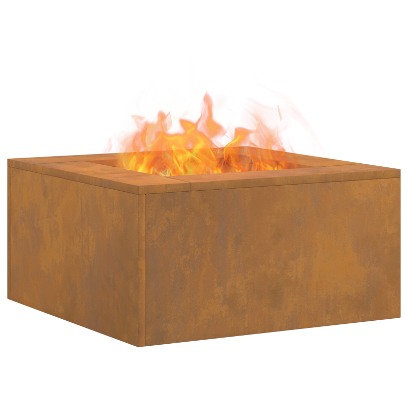 Feuerstelle Quadrat 60x60x30 cm Wetterstahl