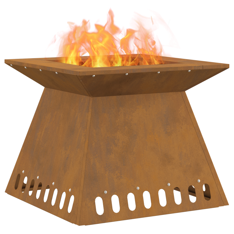 Feuerstelle 48x48x40 cm Wetterstahl