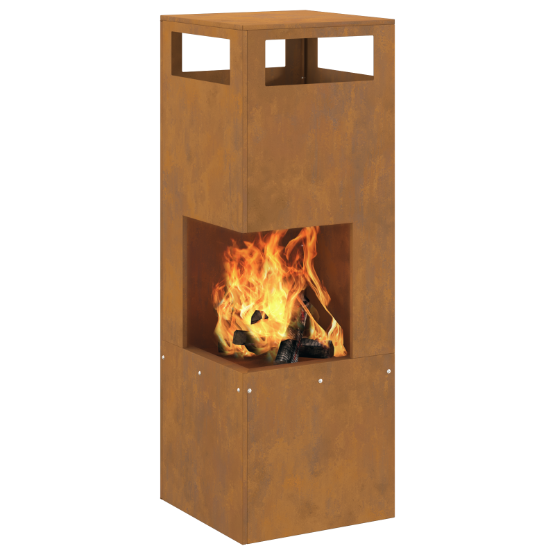 Feuerstelle Quadrat 35x35x100 cm Wetterbeständiger Stahl