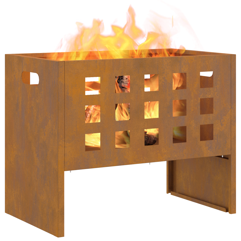 Feuerschale Rechteckig 50x30x40 cm Wetterfestes Stahl