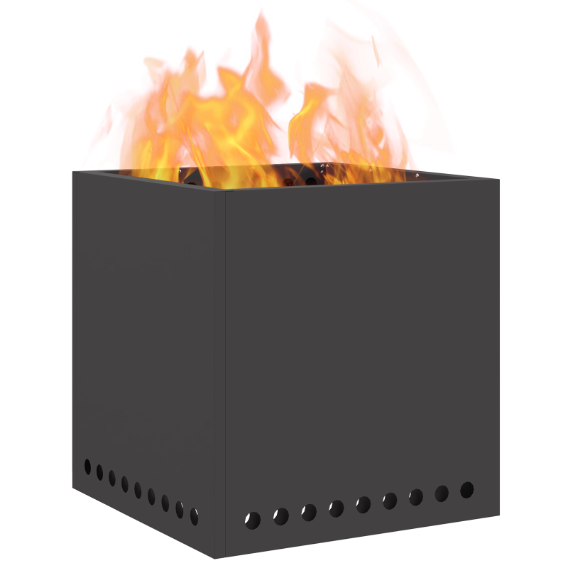 Rauchfreier Feuerstelle Quadrat Schwarz 48x48x50 cm Stahl