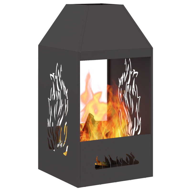 Feuerstelle Schwarz 50x50x100 cm Stahl