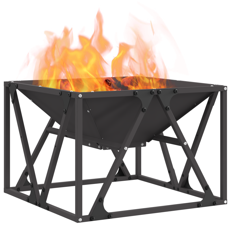 Feuerstelle Quadrat Schwarz 50x50x35 cm Stahl